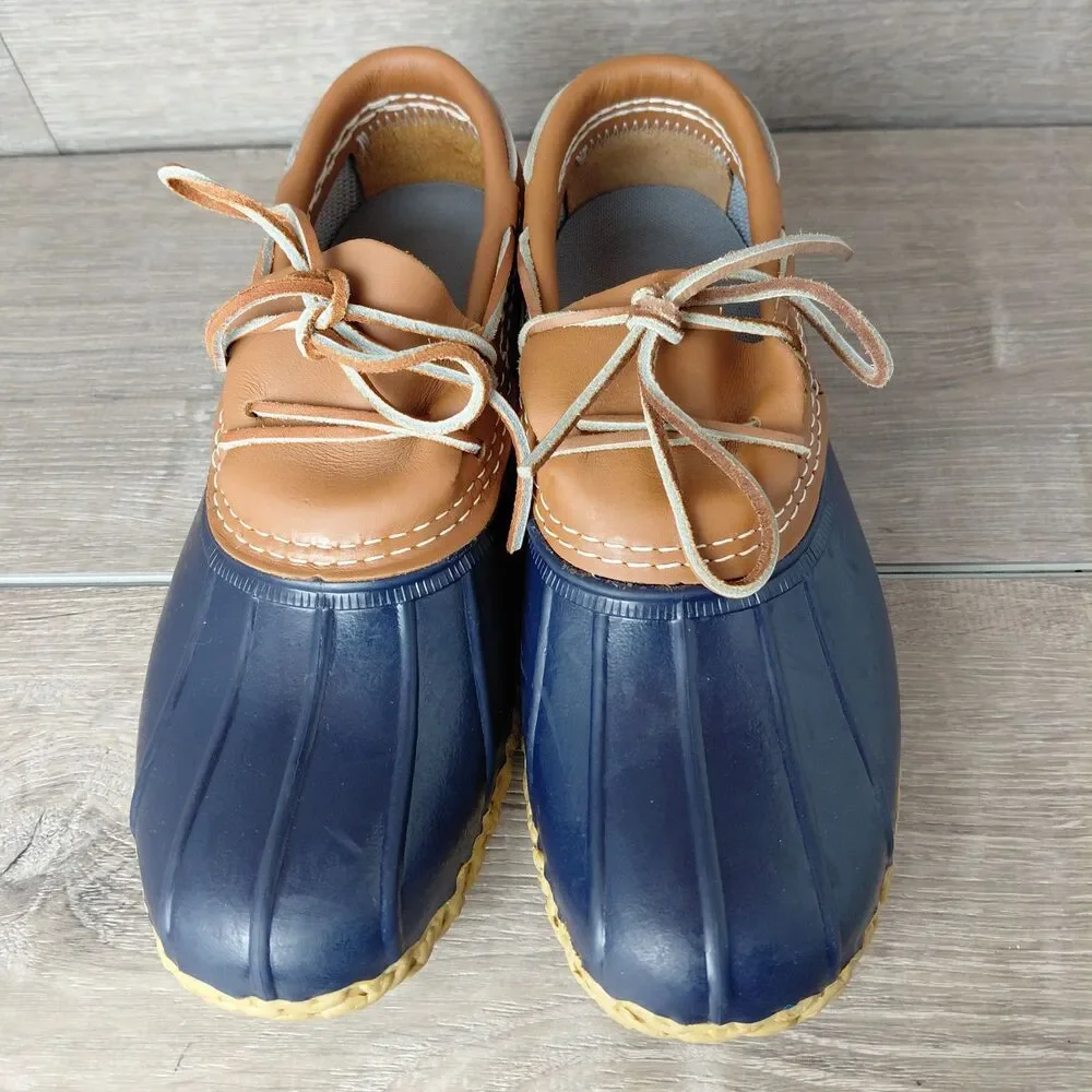 LL Bean Boots Mens 9 Low Moc Rubber Leather Waterproof Duck Shoes Maine USA VTG